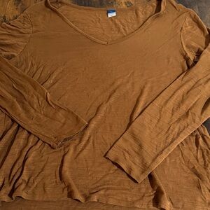 Old Navy Brown Long Sleeve V-Neck Top